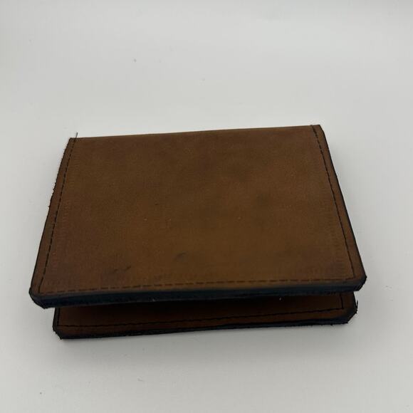 Minimalist Handmade Oaxaca Brown Suede Nubuck Leather Slim Bifold Card Wallet - Picture 5 of 9